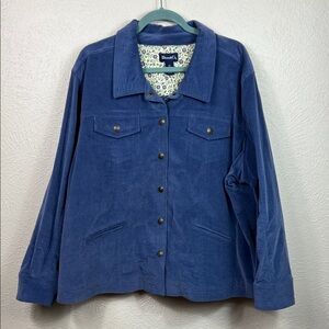 Denim & Co Corduroy Blue Snap Front Jean Jacket 3X